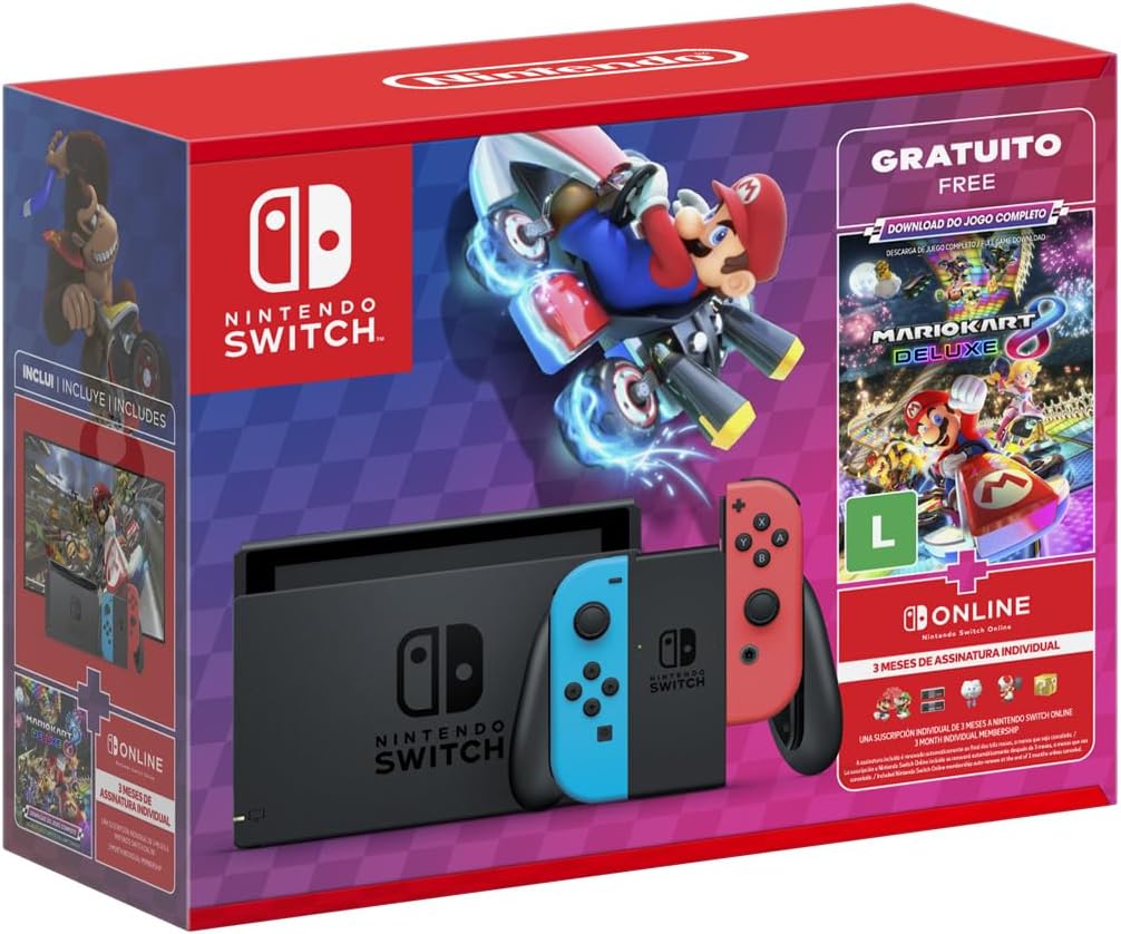 Nintendo Switch V2 Novo Bundle Mario Kart 8 Deluxe Economizzando