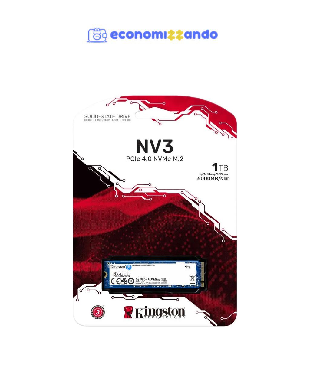 Ssd M.2 2280 Nvme Kingston 1tb Nv3 Snv3s/1000g Pci-e Gen 4.0 Formato M.2