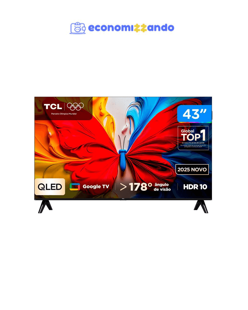 TV 43" TCL Full HD QLED 43S5K Google TV 2 HDMI