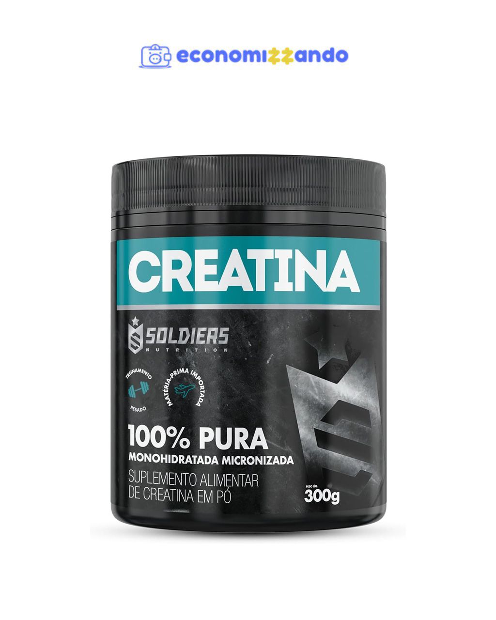 Creatina Monohidratada Pote 300g - 100% Pura Importada - Soldiers Nutrition