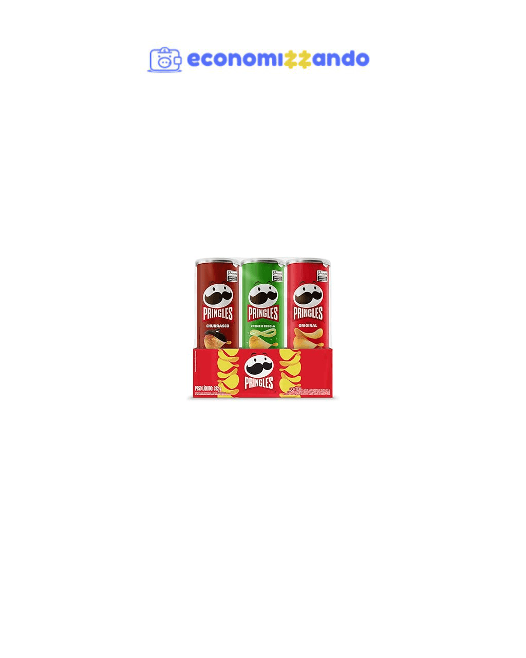 Pringles Pack Promo Salgadinho de Batata Frita 3 Sabores