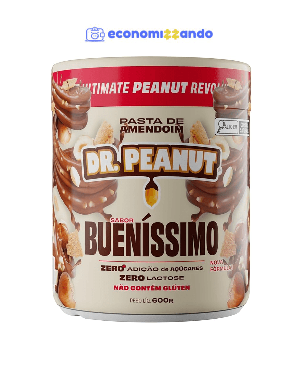 Dr. Peanut Pasta de Amendoim Sabor Bueníssimo, Pote 600G