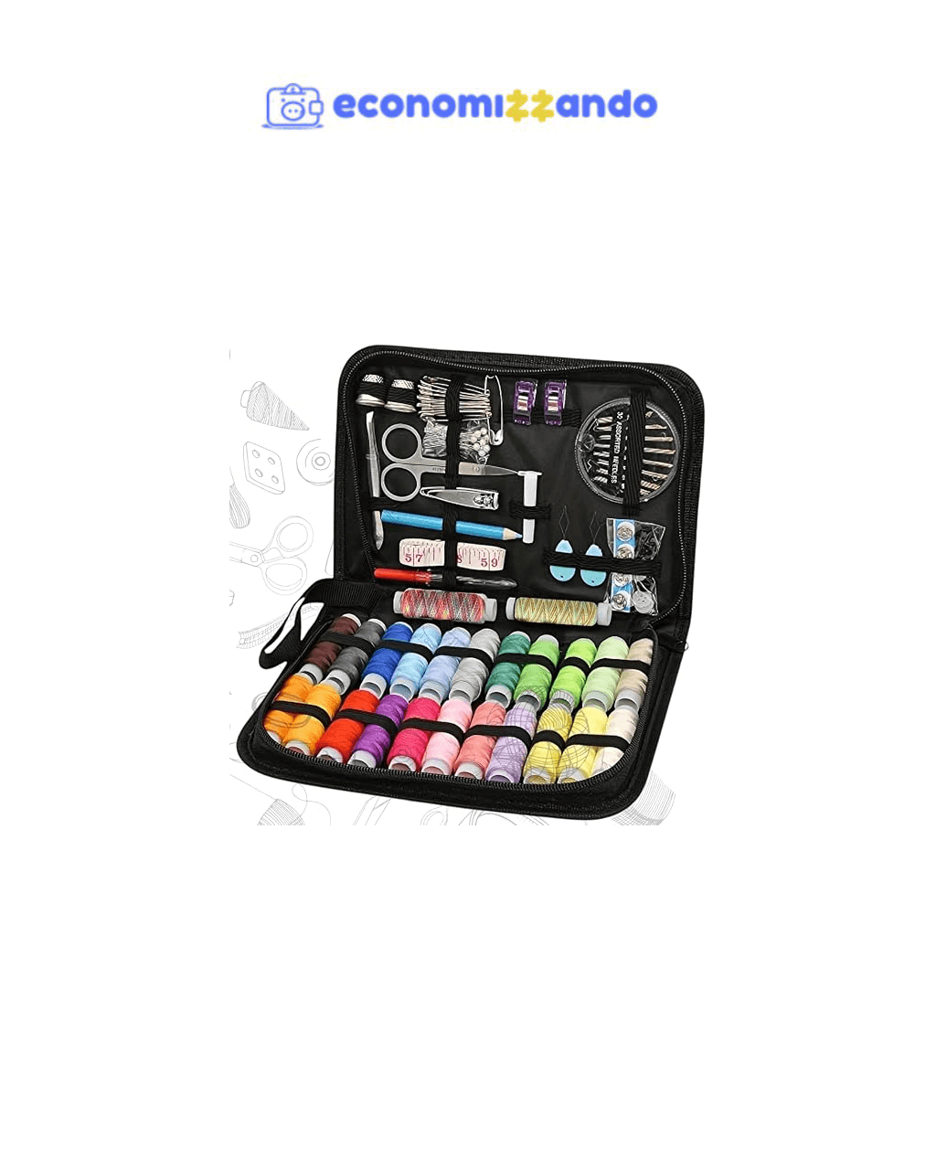 Estojo de Costura com 90 Itens – Kit Portátil com Linhas, Agulhas, Tesoura, Fita Métrica e Mais