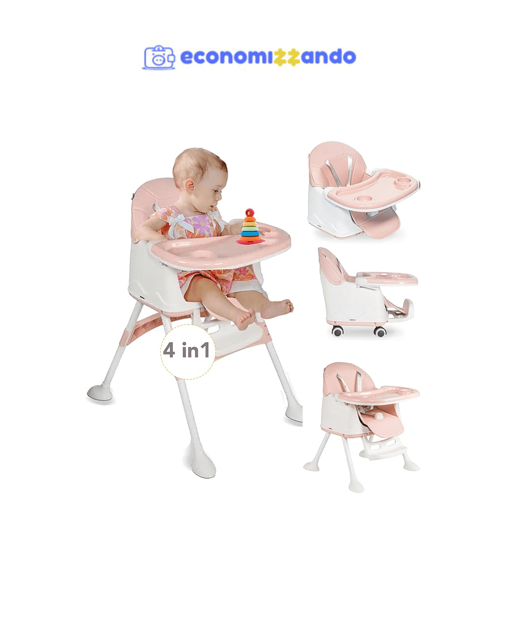 Cadeira de Alimentação Portátil Bebê Honey Maxi Baby (Rosa)