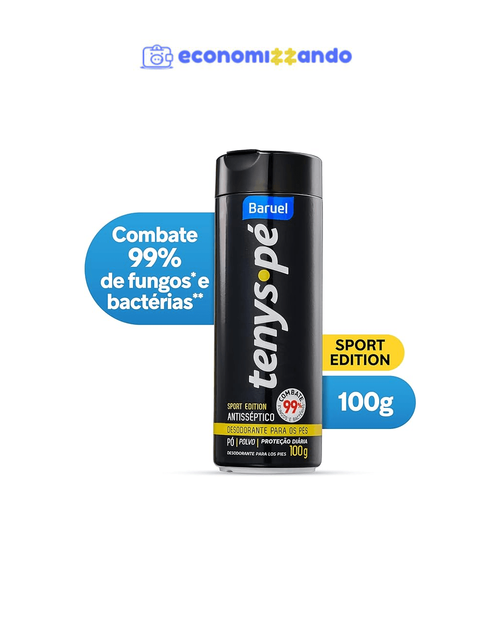 Tenys Pé Baruel Sport Edition Pó 100g - Talco desodorante para os pés