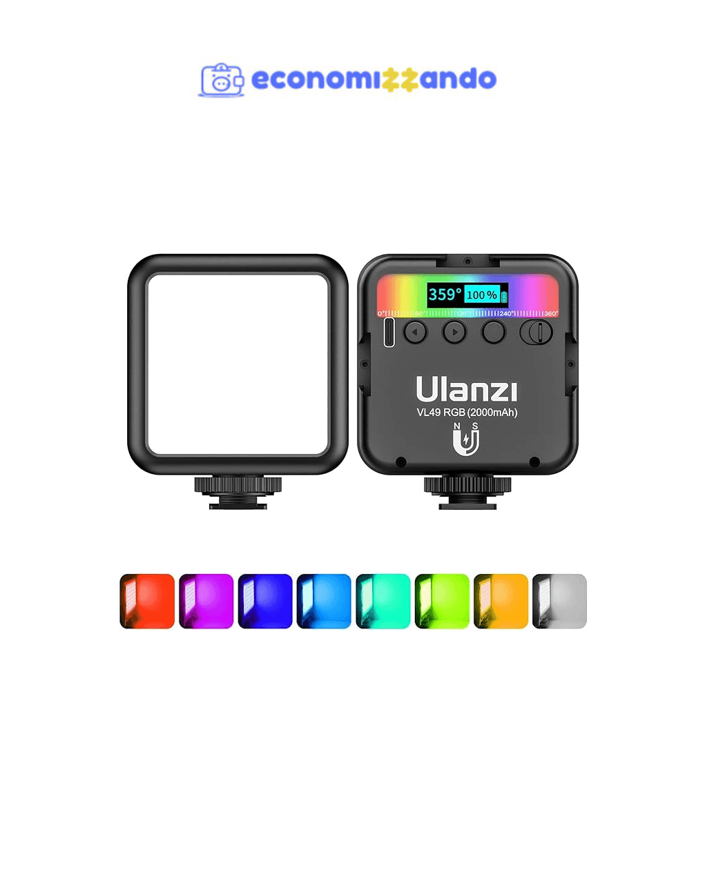 ULANZI VL49 RGB LUZ DE VÍDEO, Iluminação LED 360° Full Color Portátil
