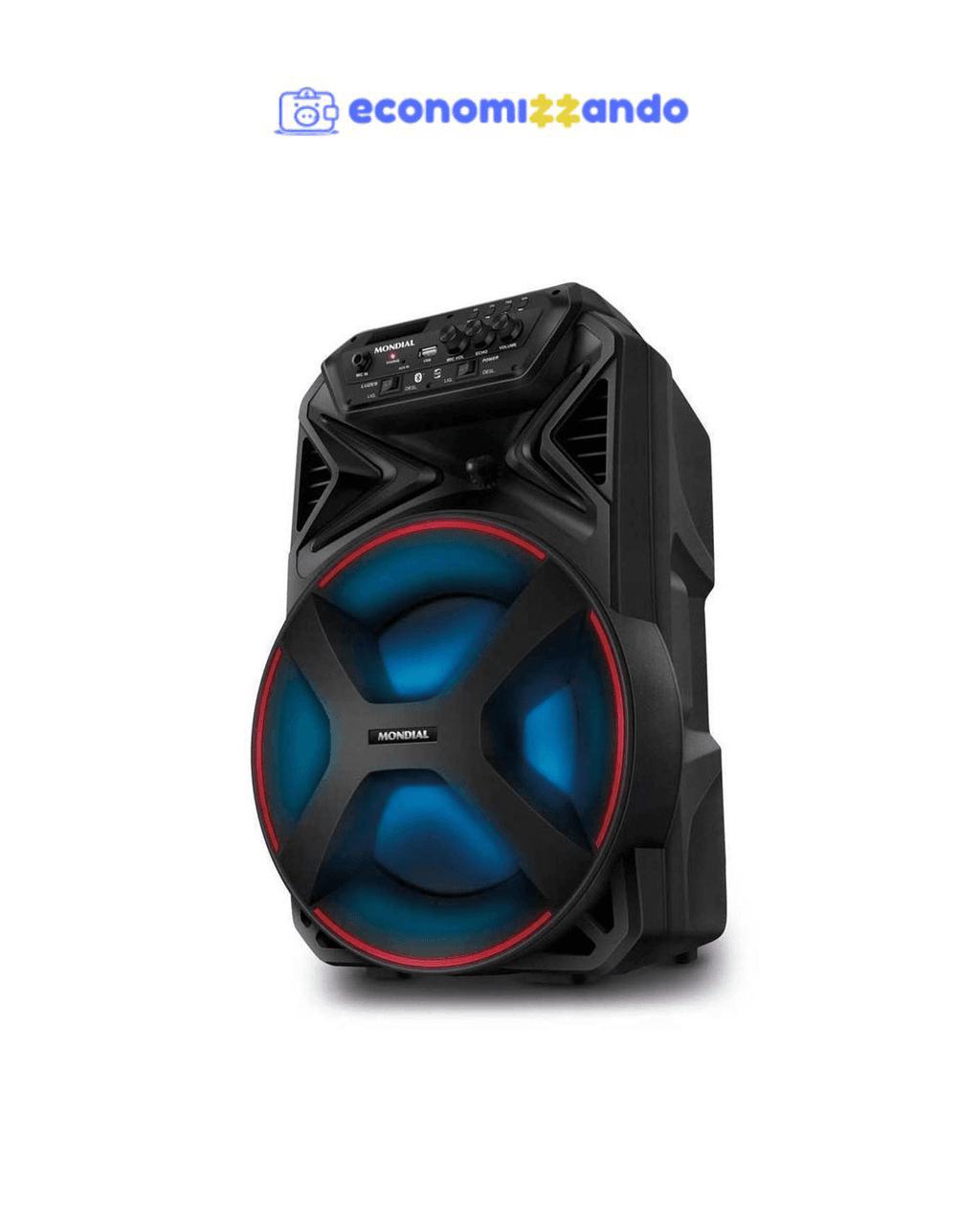 Caixa Amplificada Mondial 250W Bluetooth Recarregável CM-250