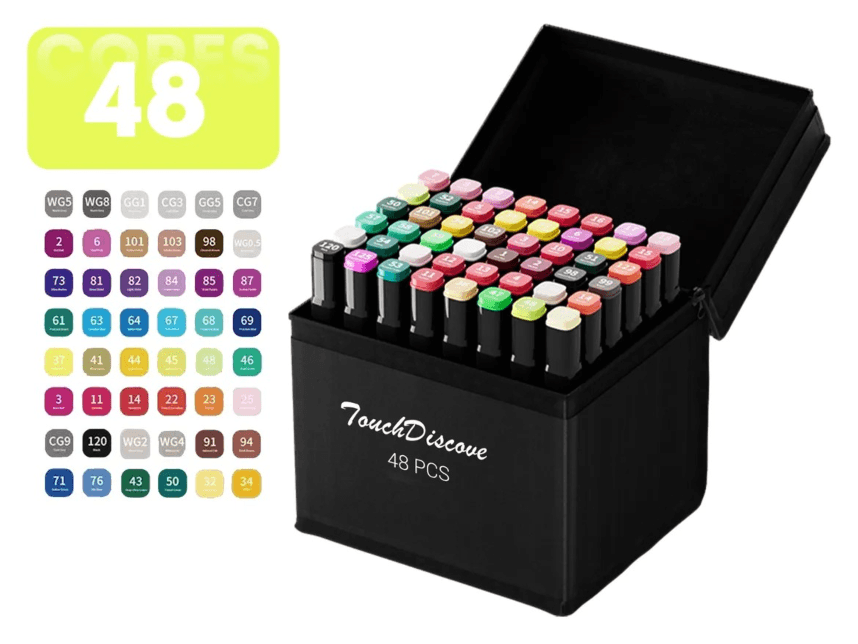 Conjunto Canetas Marcador Canetinha Ponta Dupla 48 Cores Kit