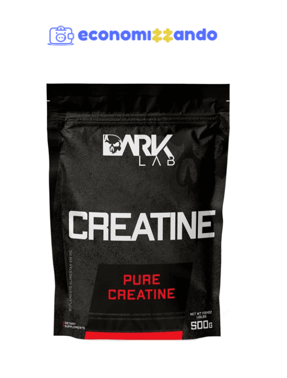 Creatina Pura Dark Lab 500g, Monohidratada 100% de Pureza, Para Atletas e Musculação, Absorção Rápida e Eficiente, Livre de Glúten, Sem Sabor