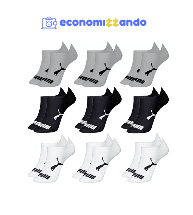 Kit 9 Pares Meias Puma Sapatilha Cano Curto Baixo Original