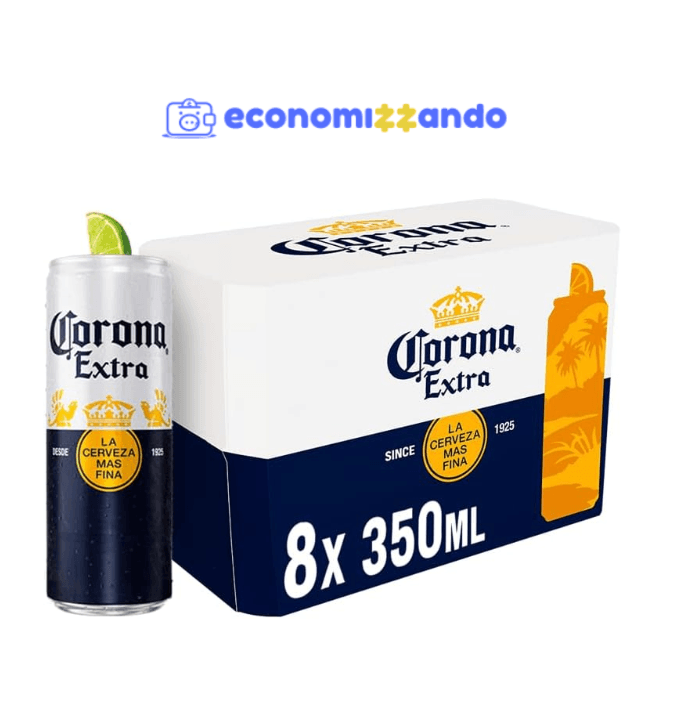 Pack Cerveja Corona Extra Pilsen, Lata, 350ml, Caixa 8 unidades