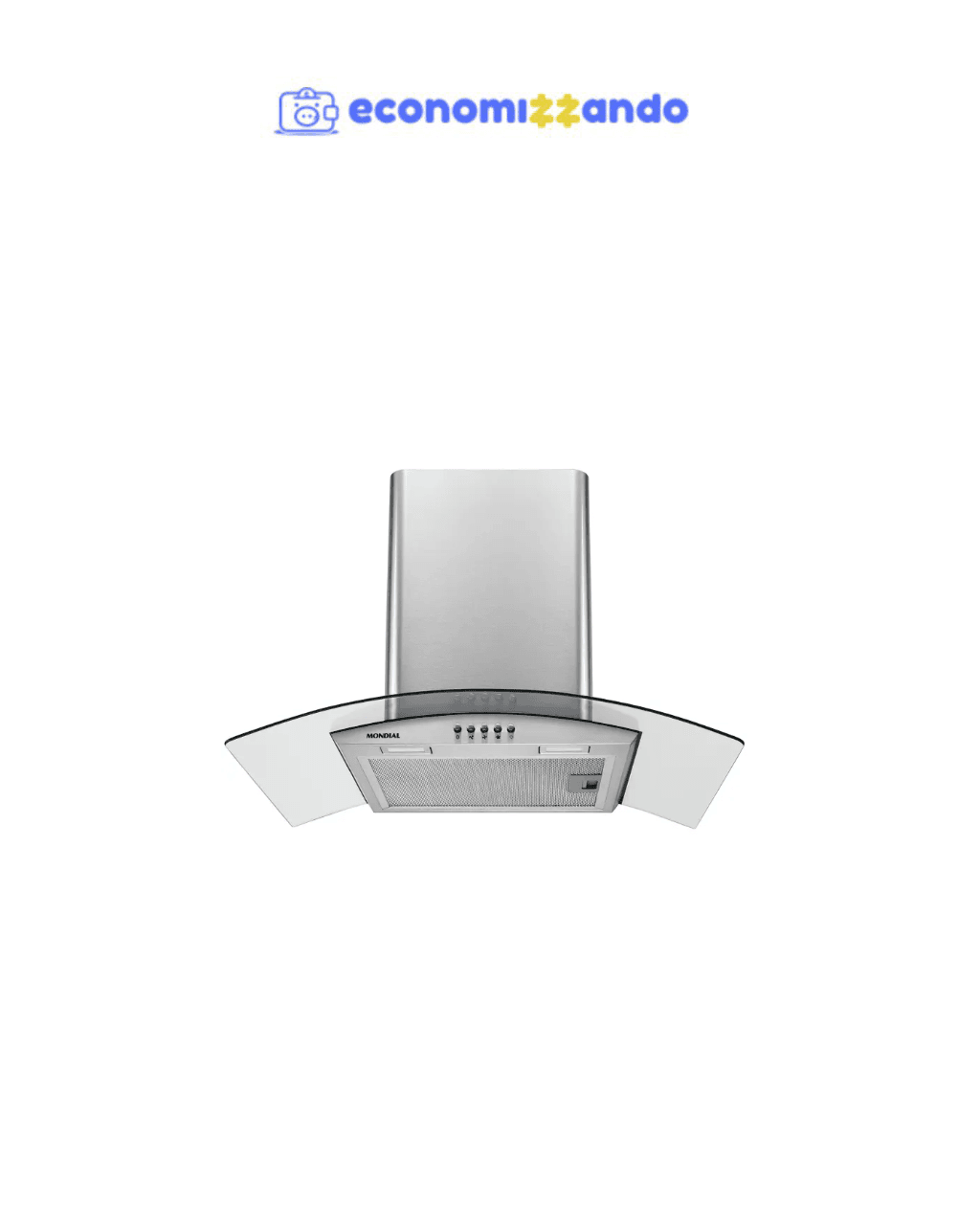 Coifa de Parede Mondial 60cm Inox até 4 Bocas Curvo CF60-01 