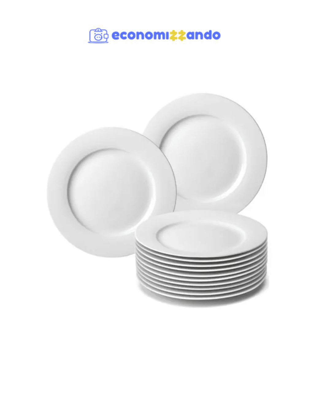 Kit 12 Pratos de Sobremesa Branco Doce Festa Melamina 20cm - SAKES