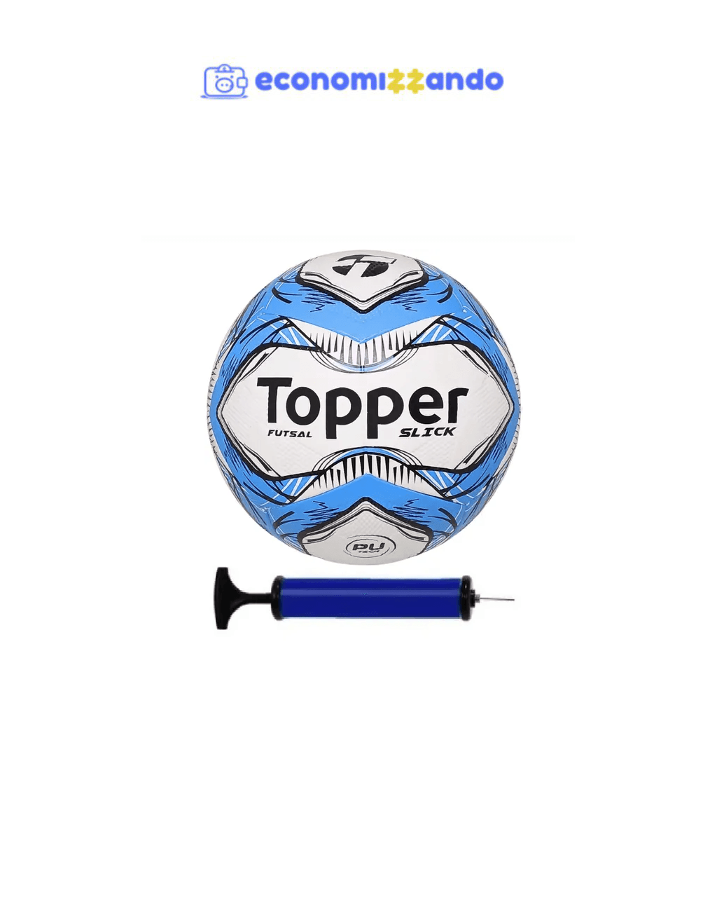 Bola Futsal Topper Slick Azul + Bomba De Ar