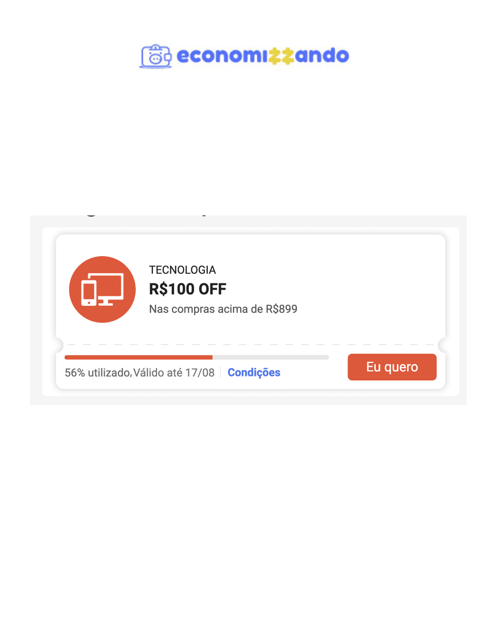 Cupom de R$100 OFF Tecnologia na Shopee (em compras acima de R$ 899)