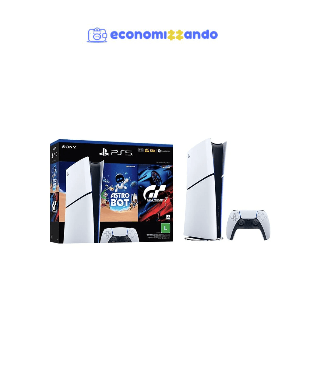 Console Sony PlayStation 5 Slim, Edição Digital, SSD 1TB, Controle Sem Fio DualSense   2 Jogos Digitais