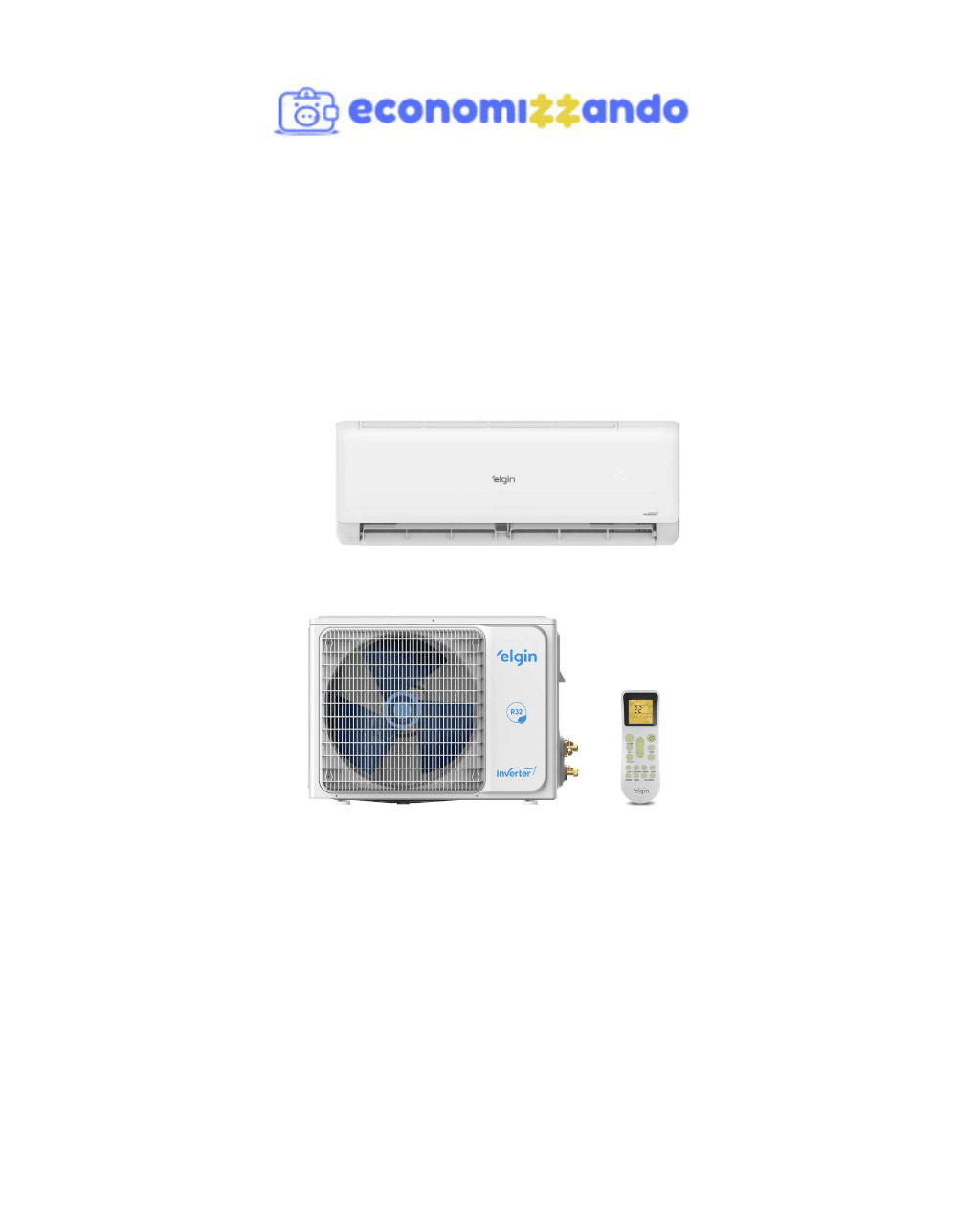 Ar Condicionado Split Elgin Hi Wall Eco Inverter Ii 24.000 Btu/h Frio Monofásico Branco 45hjfi24c2wc/45hjfe24c2cc - 220v