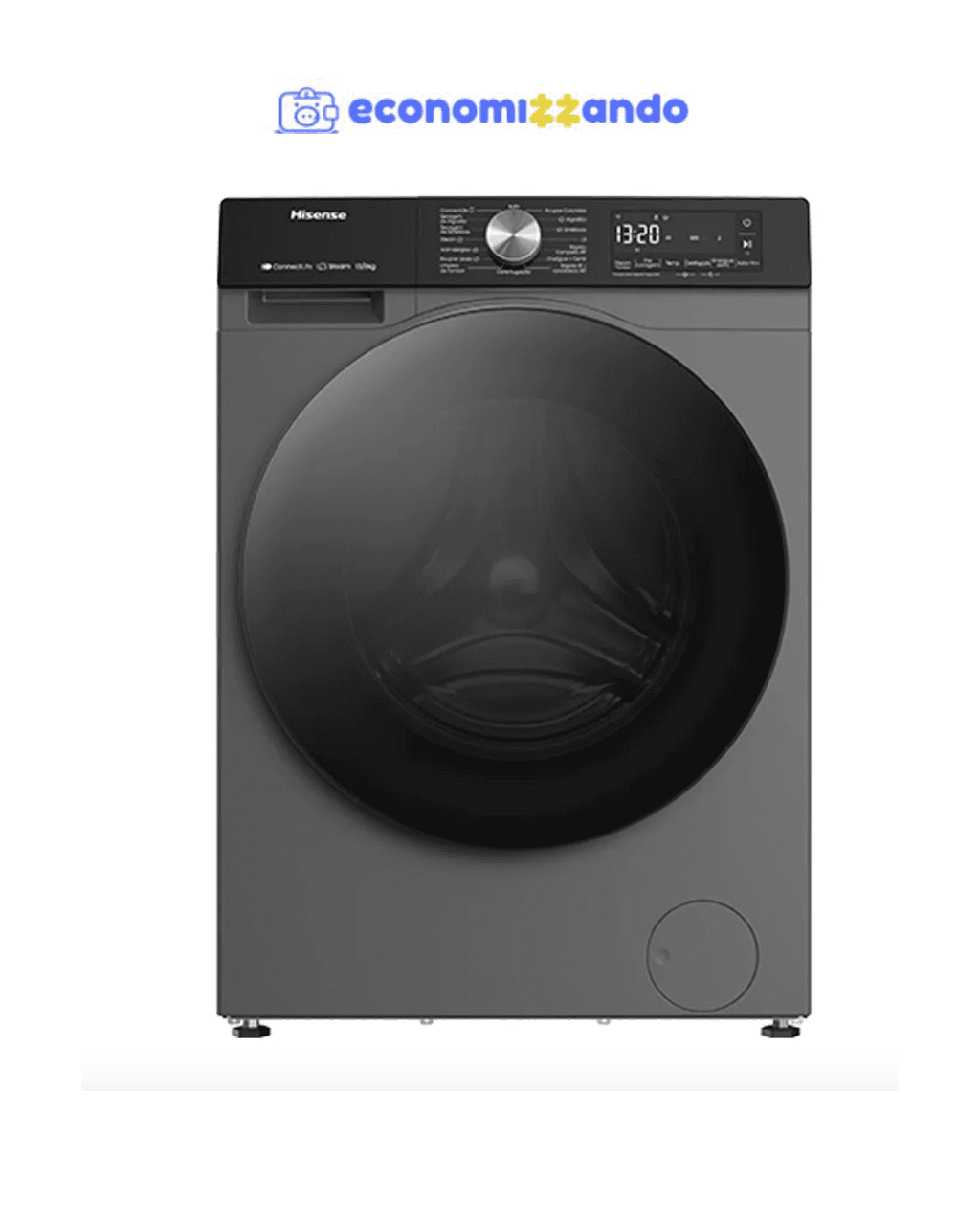 Lava e Seca 13Kg Hisense Titanium com 13 Programas de Lavagem Steam Wi-Fi - WD3S13