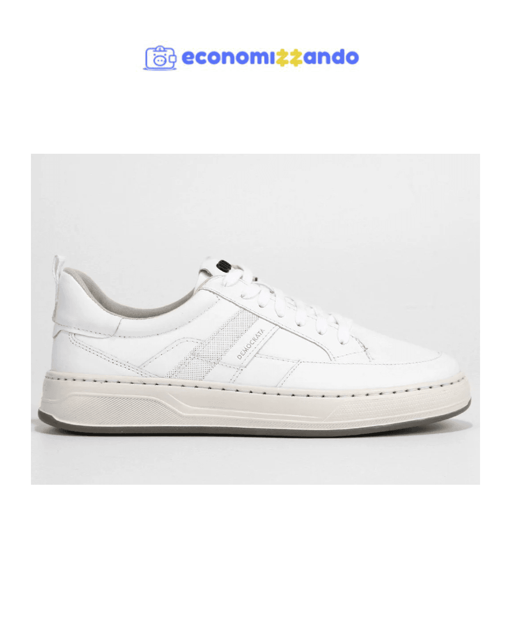 Tênis Couro Democrata Bold Masculino - Creme+Branco 