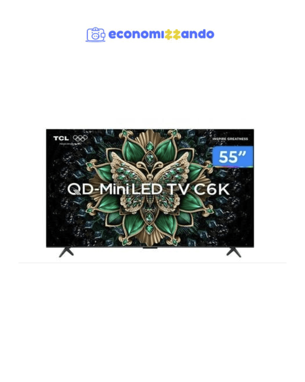 Smart TV 55" TCL 4K UHD MiniLED 55C6K 120Hz Google TV AiPQ Google Assistente 4 HDMI 2 USB