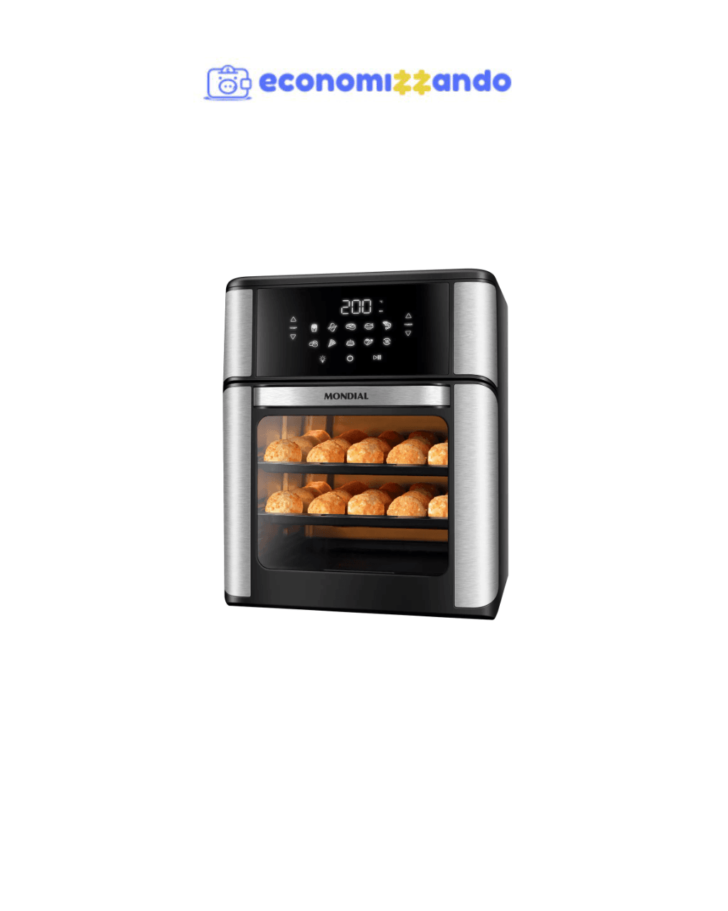 Air Fryer Mondial Forno Oven AFON-12L-BI Preto e Inox 12L