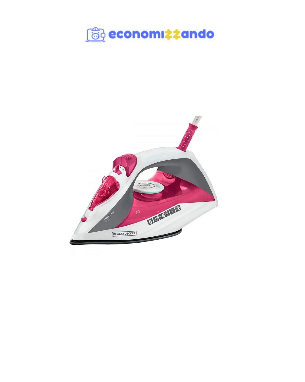 Ferro de Passar Roupa a Vapor Black + Decker Com Vapor Extra Antiaderente 220V 1200w Rosa