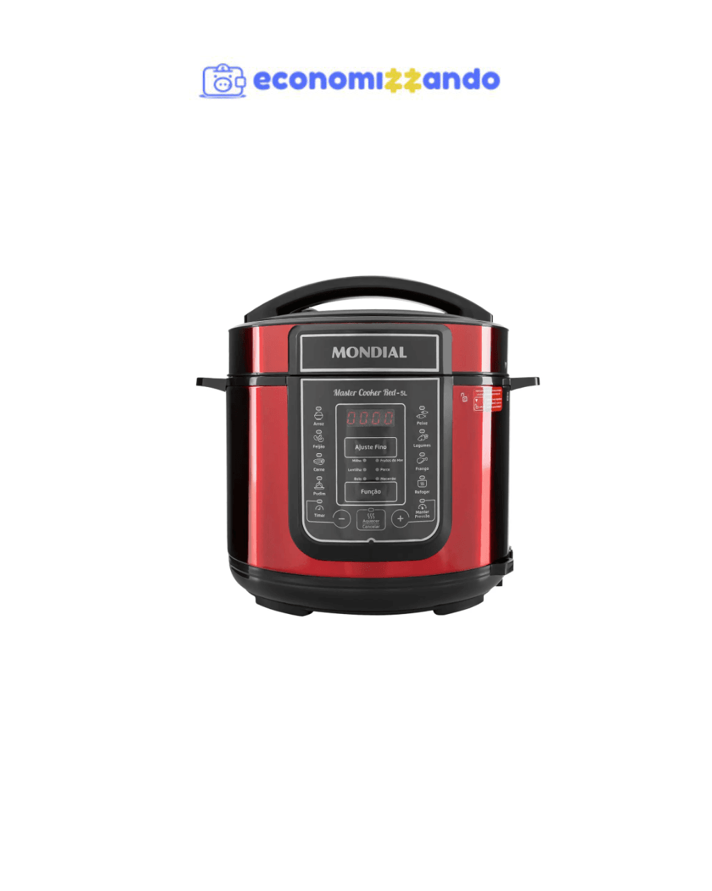 Panela de Pressão Elétrica Digital Mondial - 5L 900W Master Cooker Red PE-39