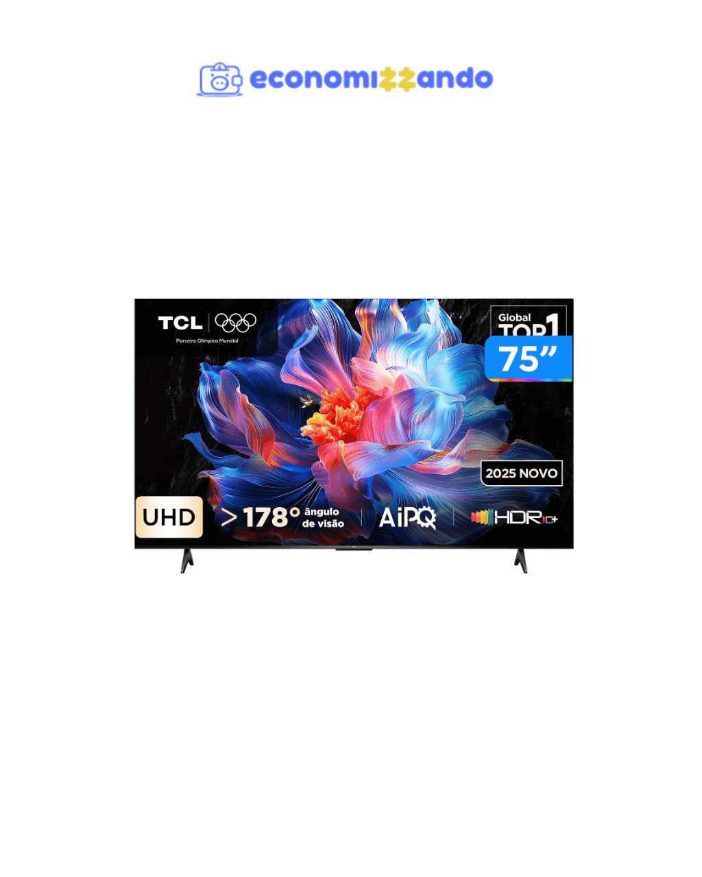 Smart TV 75" TCL 4K UHD LED HVA Google TV 75P6K 2025