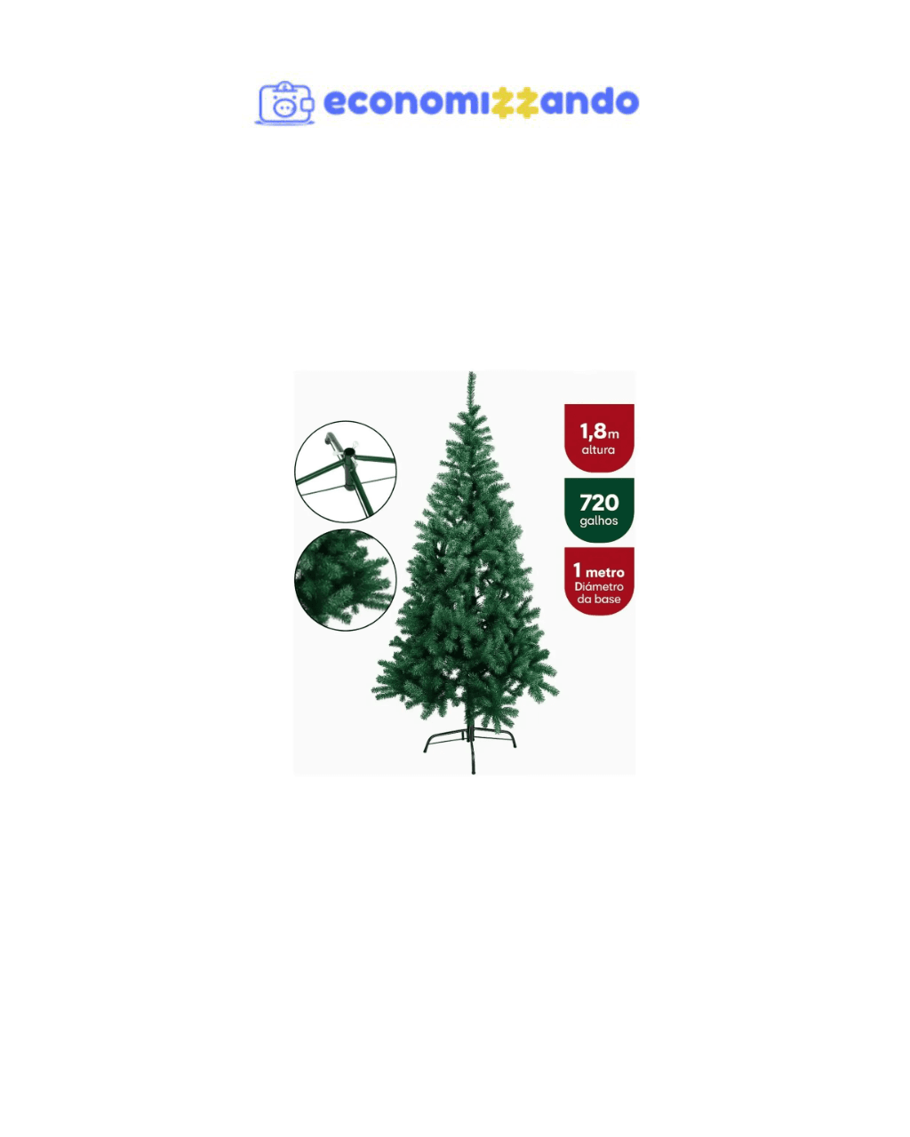 Árvore De Natal Pinheiro Luxo Elegance 1.80 metros com 720 Galhos - Tuut