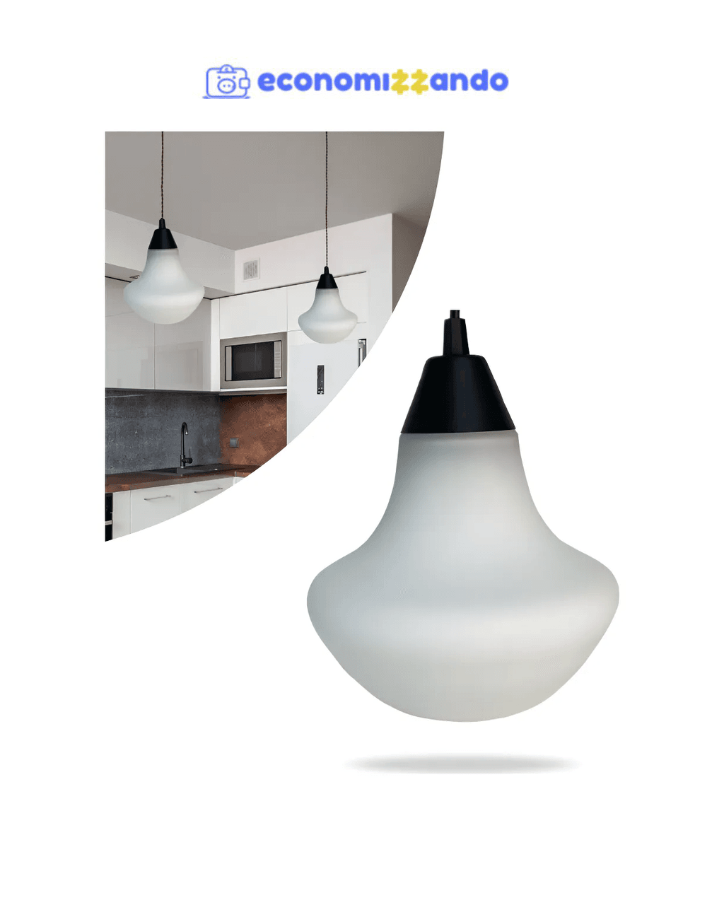 Lustre Pendente Vidro Sino Opalino
