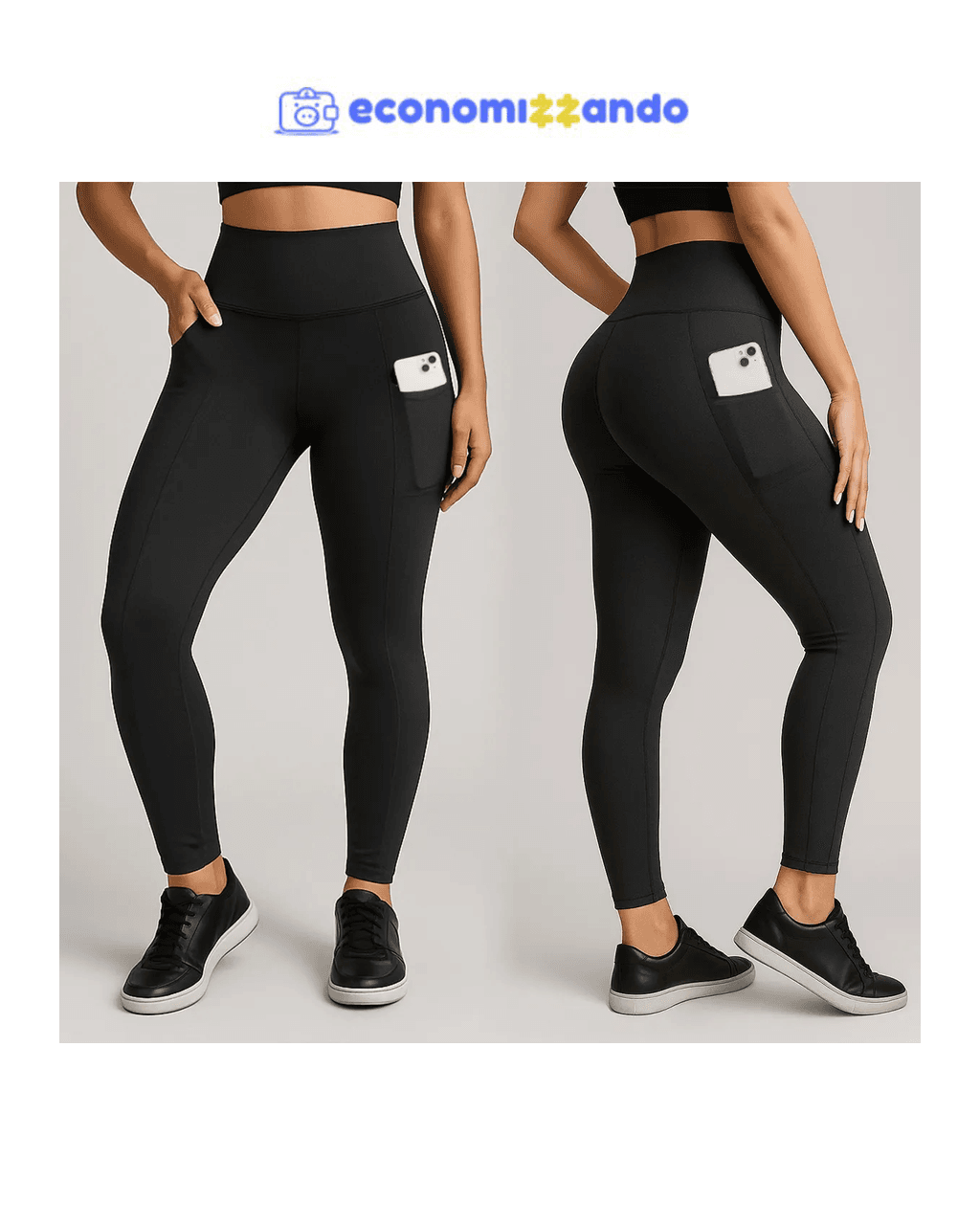 Kit 2 Calças Legging Feminina Grossa Cintura Alta Com Bolso