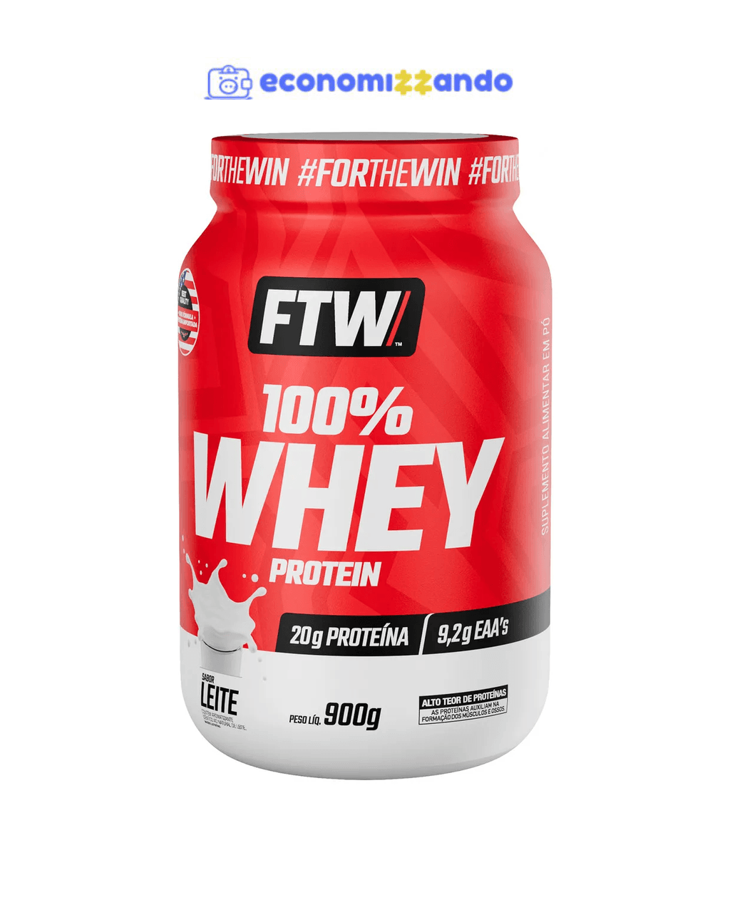 Whey Protein 100% Concentrado Pote 900g - FTW