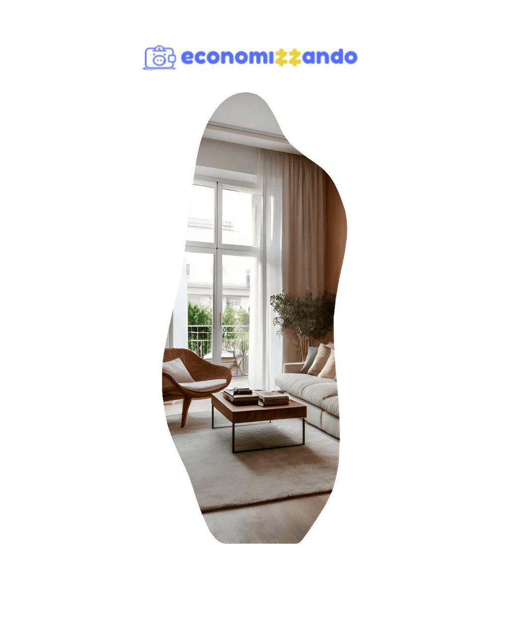 Espelho Lopazzi Orgânico Magnus 90cmx40cm Corpo Inteiro Pinterest Polido - Suporte