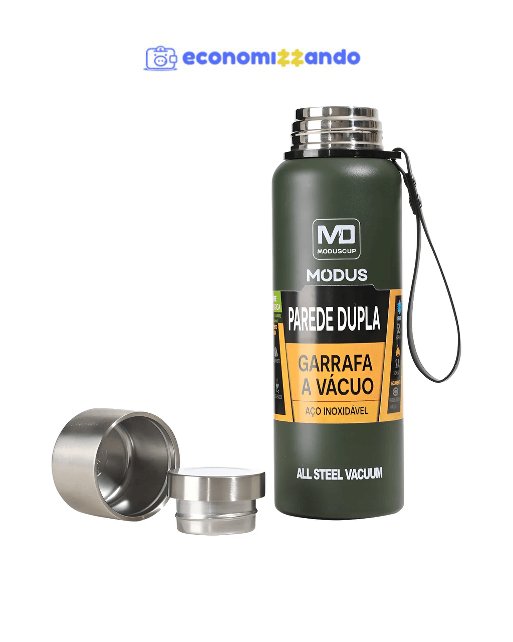 Garrafa Térmica Aço Inox Portátil Copo Com Bolsa 1500ml