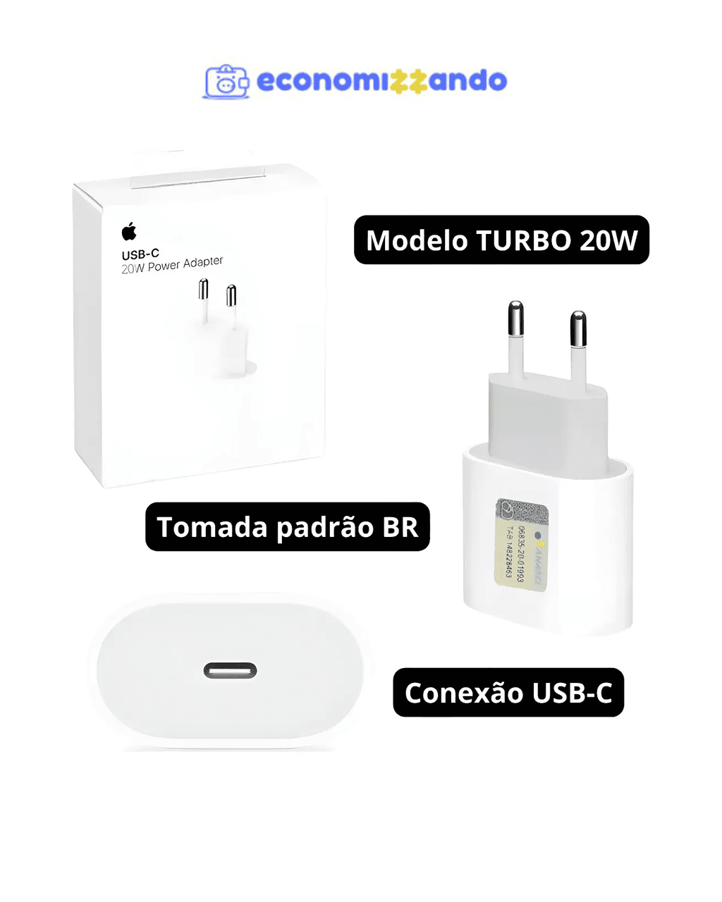 Carregador Fonte Apple Ipad Iphone Turbo Usb-c 20w