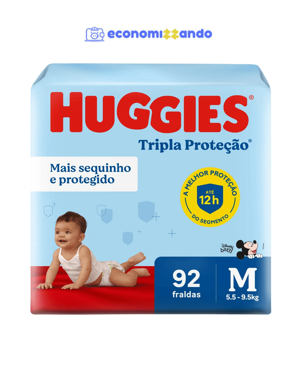 Fralda Disney Baby Tripla Proteção 92 Unidades M Huggies