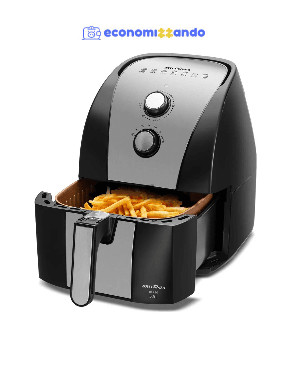 Britânia air fryer BFR51 5,5L antiaderente gold potência de 1500w