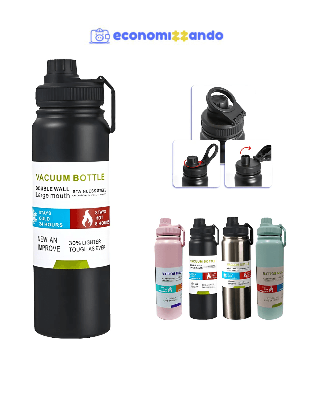 800mlgarrafa Térmica Água Squeeze Inox Academiaquente E Frio
