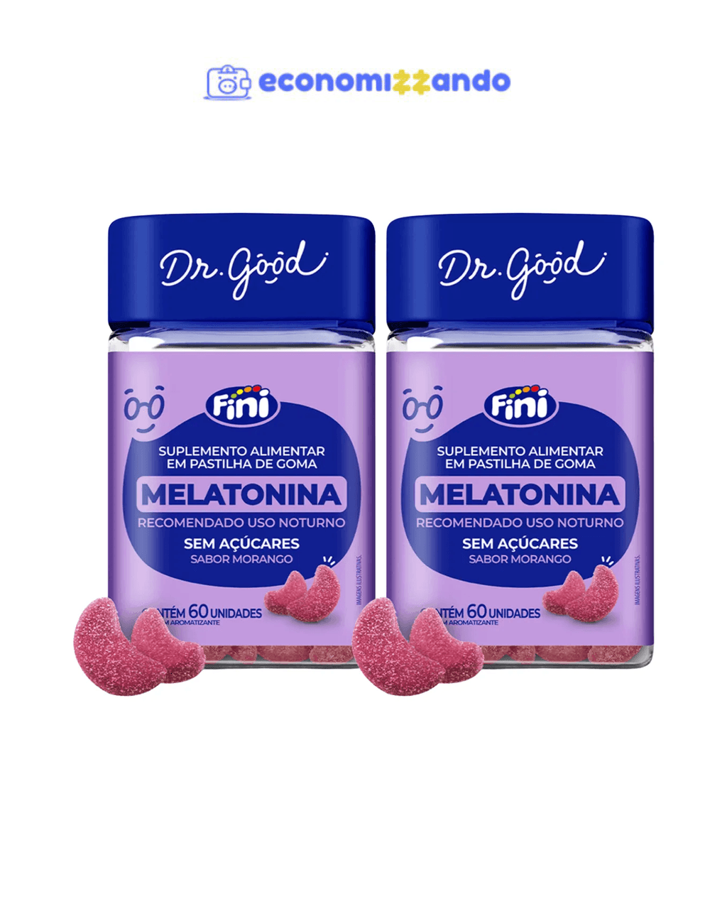 Kit 2 Melatonina Dr.good 60 Gomas Morango Fini