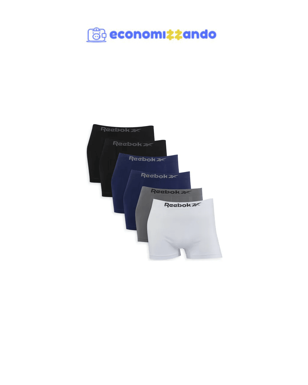 Kit 6 Cuecas Reebok Boxer Box Sem Costura Microfibra Adulto