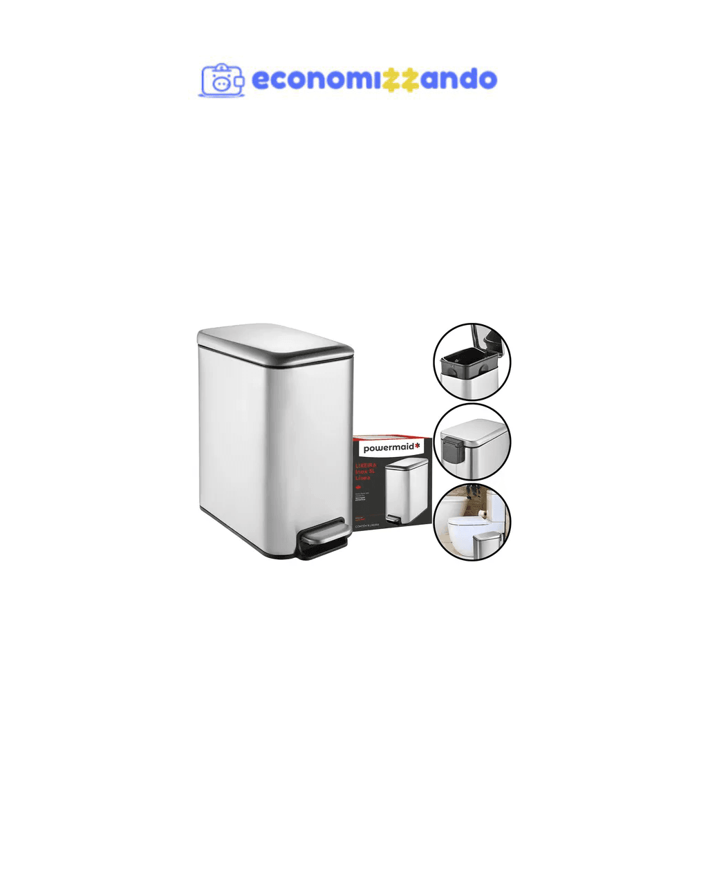 Lixeira Lixo Linea Sistema Soft Close 5 Litros Aço Inox