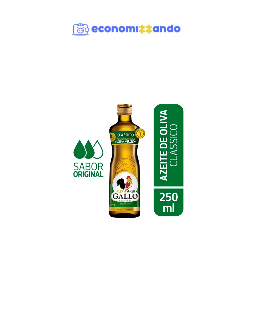 Azeite de Oliva Extra Virgem Clássico Português Gallo Vidro 250ml
