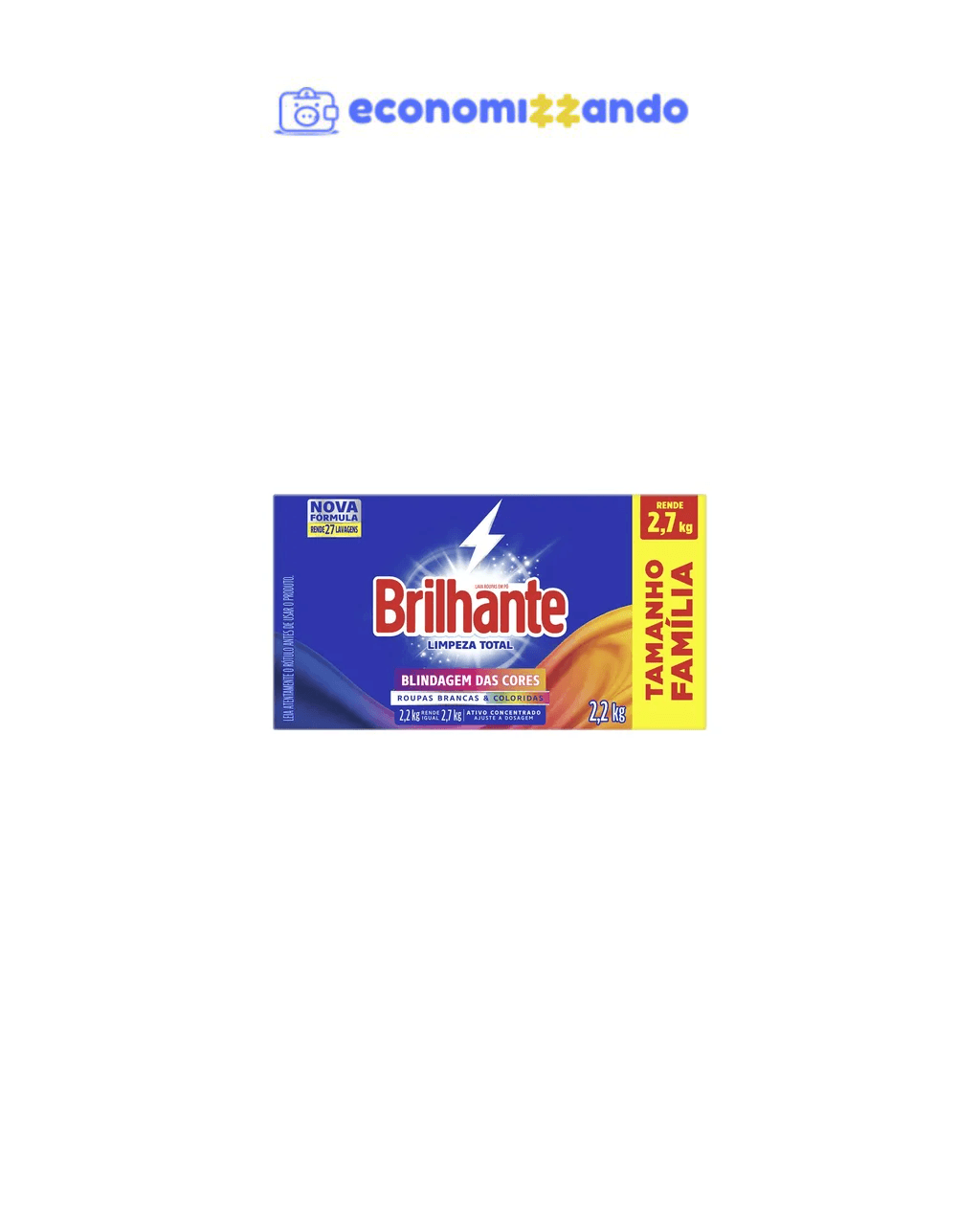 Sabão em Pó Brilhante Limpeza Total 2,2 kg