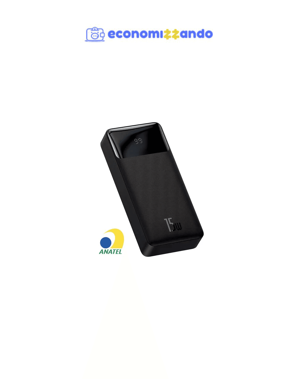 Carregador Rápido Portátil Power Bank Baseus 20000 Mah 15w