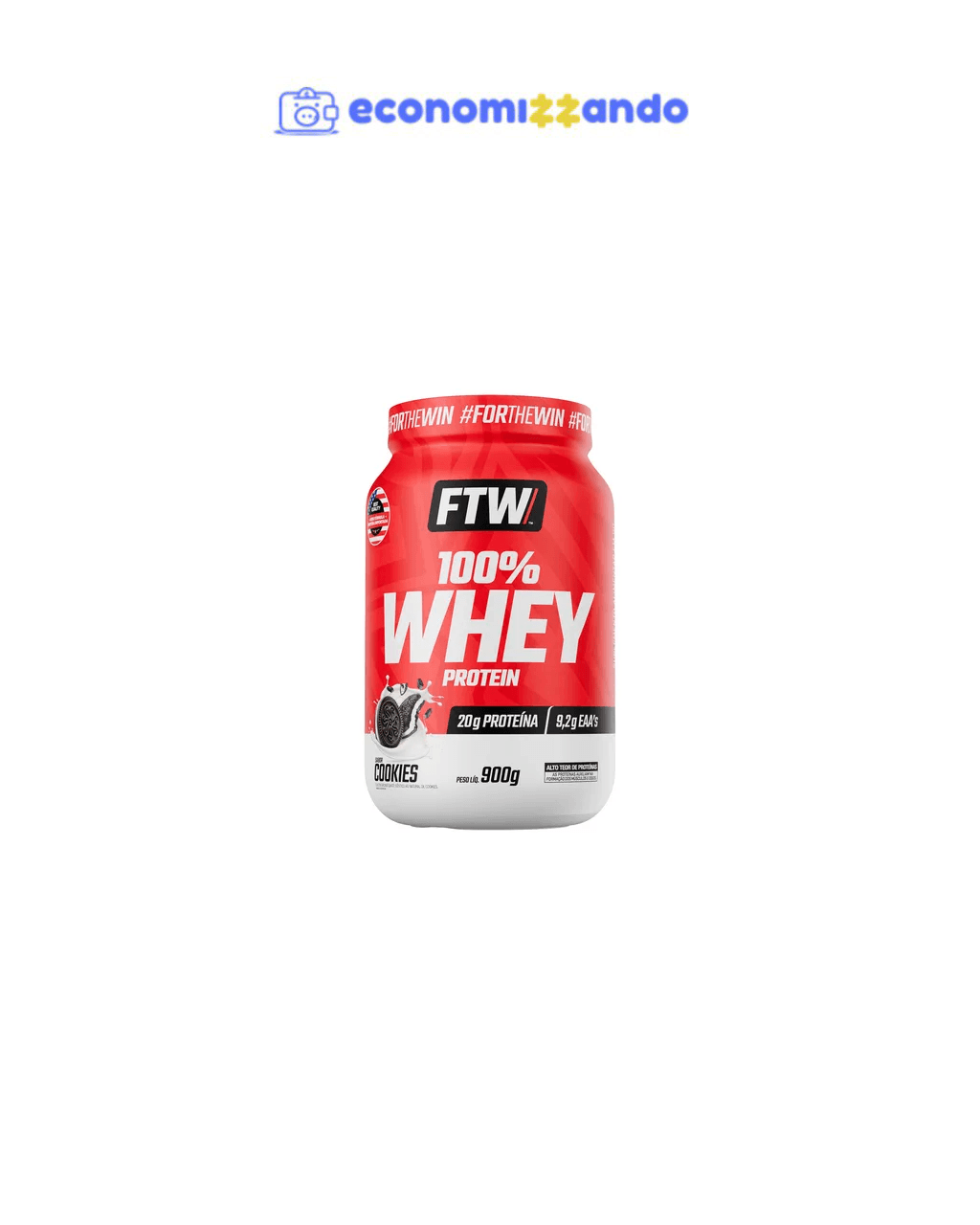 100% Whey Protein Pote 900g Sabor Cookies - FTW