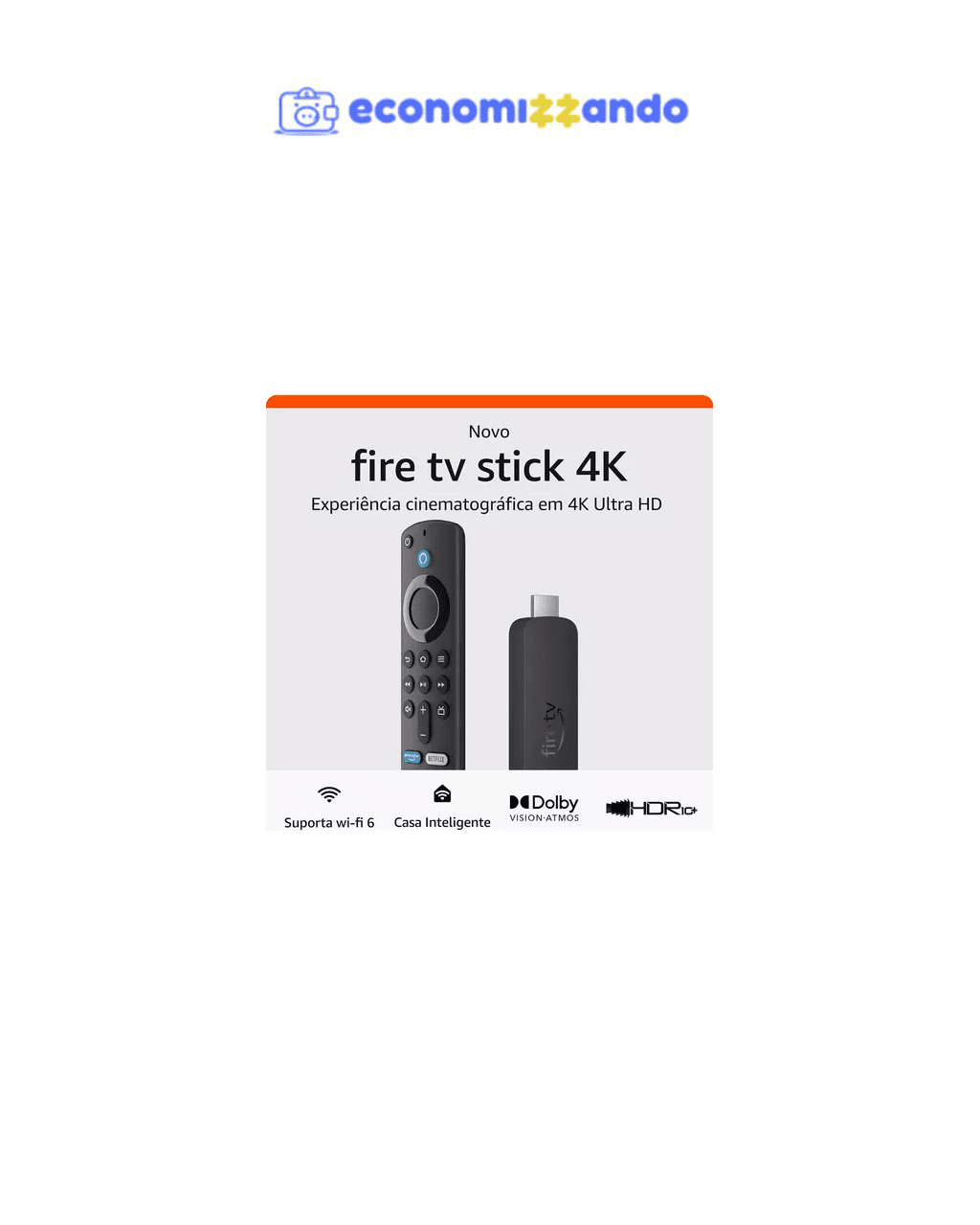 Amazon Fire Stick 4k Wi-fi 6 Com Alexa Por Voz Inteligente C