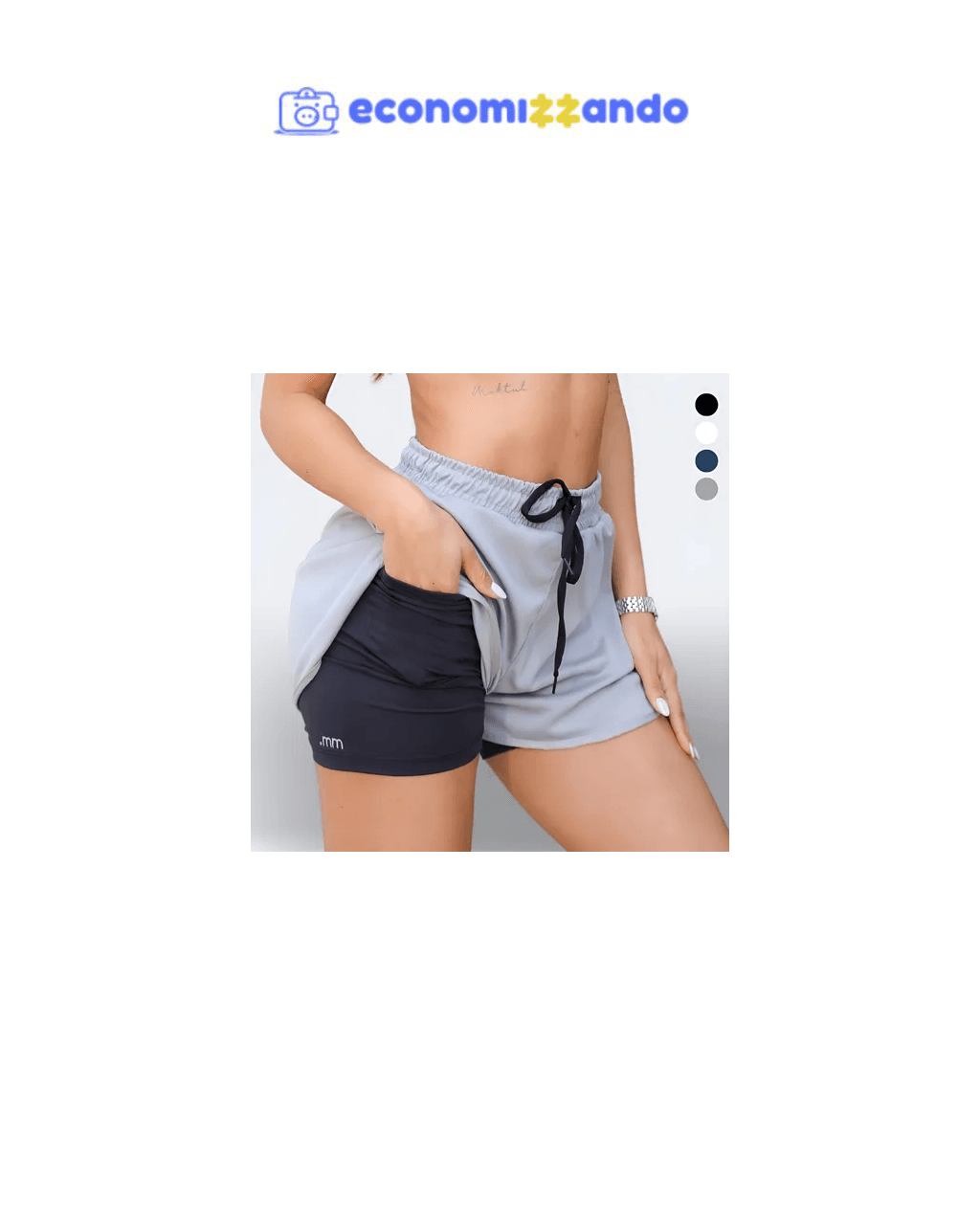 Short Duplo Compreensão Moda Fitness Bermuda Academia