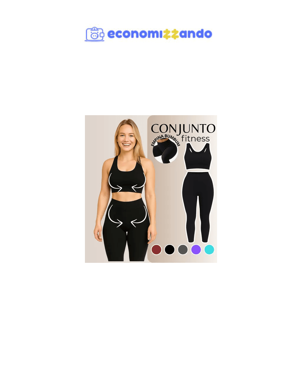 Conjunto Academia Feminino Com Top Respirável Calça Legging