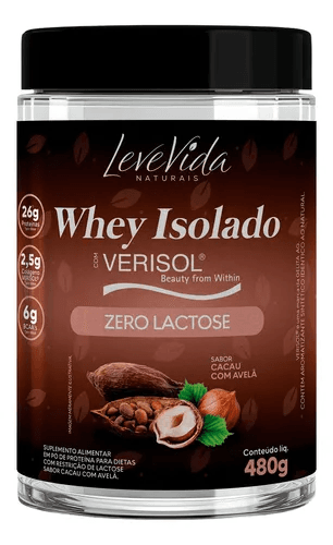 Whey Isolado Zero Lactose C/ Colágeno Verisol Leve Vida 480g