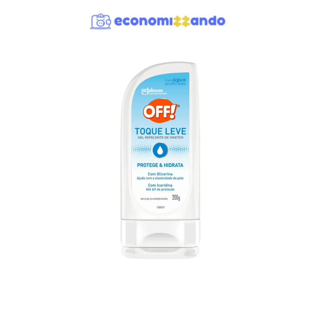 OFF! Toque Leve, Repelente de Insetos com Icaridina, Protege por até 6h, Gel 200g